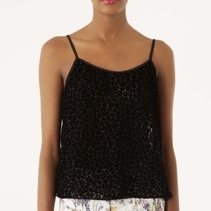 Topshop Black Daisy Burnout Velvet Cami Top